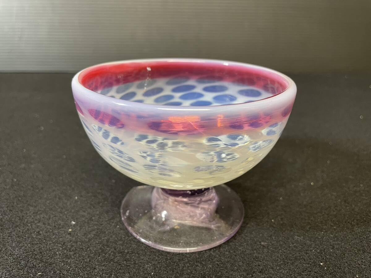 Amazon.co.jp: 吉A 大正ガラス 氷コップ 2客 水玉模様 オーロラ
