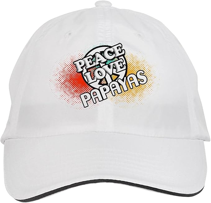Makoroni Peace Love Papayas Hat Adjustable Cap, DesM85 White at