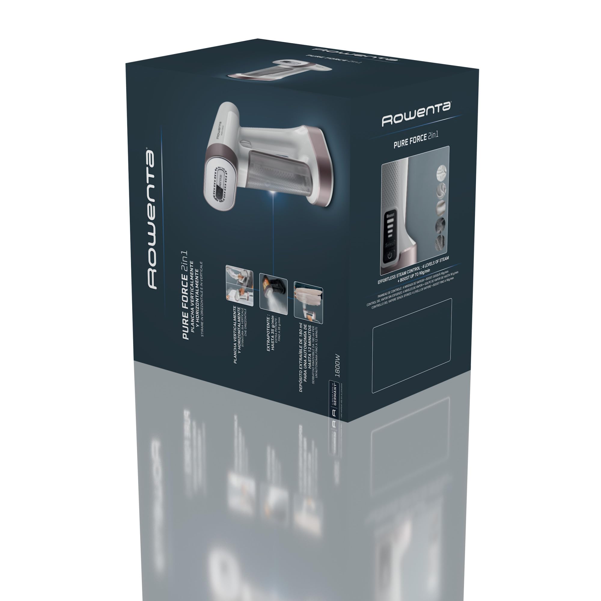 Rowenta Pure Force DR8720F0 Ferro da Stiro Verticale e Orizzontale 2-in-1 180ml 4 Modalità
