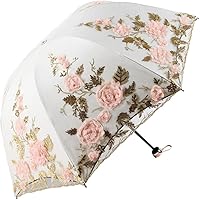Vista 75 de Honeystore Sombrilla bordada con flor 3D plegable UV con encaje clásico