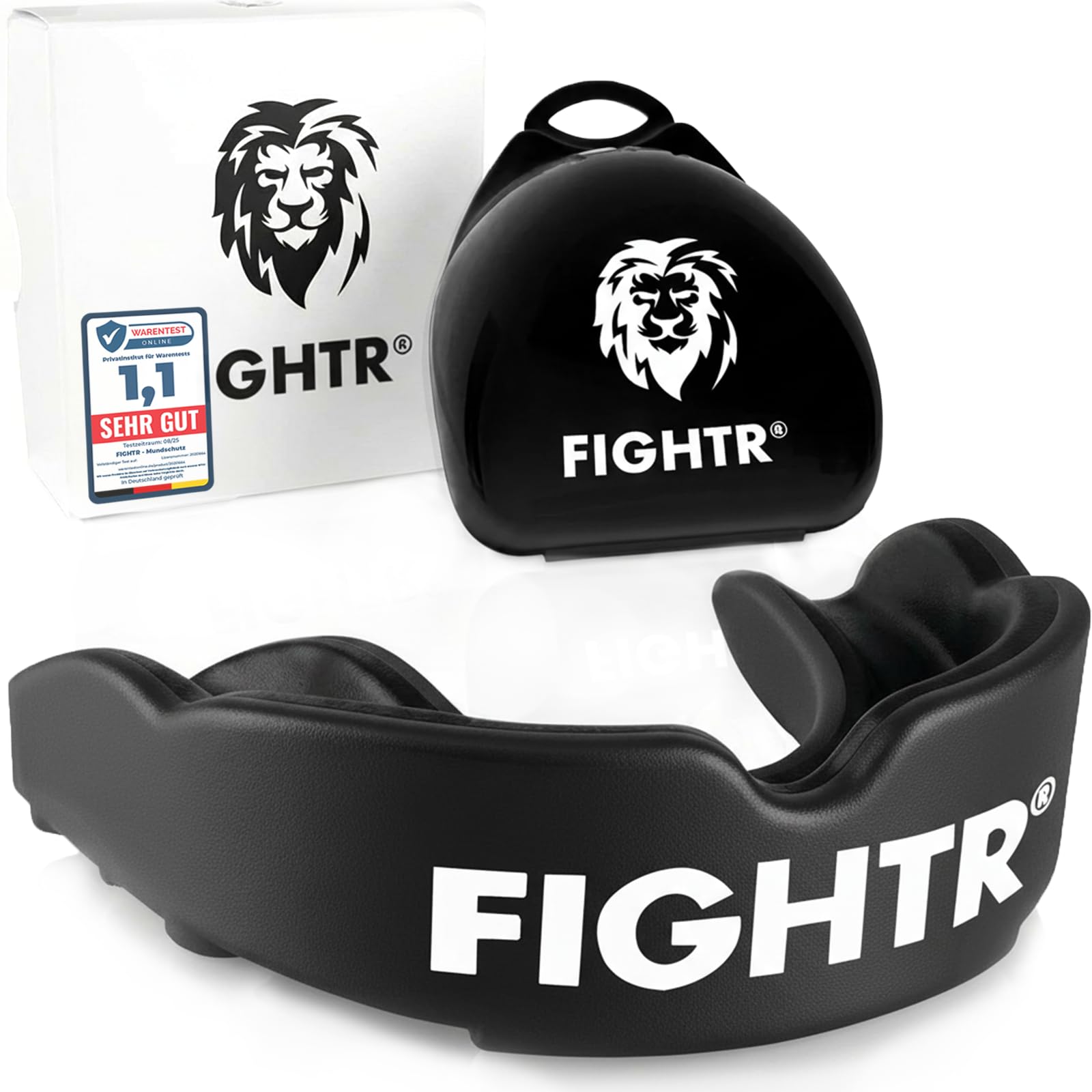 FIGHTR® Premium Mundschutz - ideale Atmung & leicht Anpassbar | Sport Zahnschutz für Boxen, MMA, Muay Thai, Hockey & Kampfsport | inkl. Hygiene Box