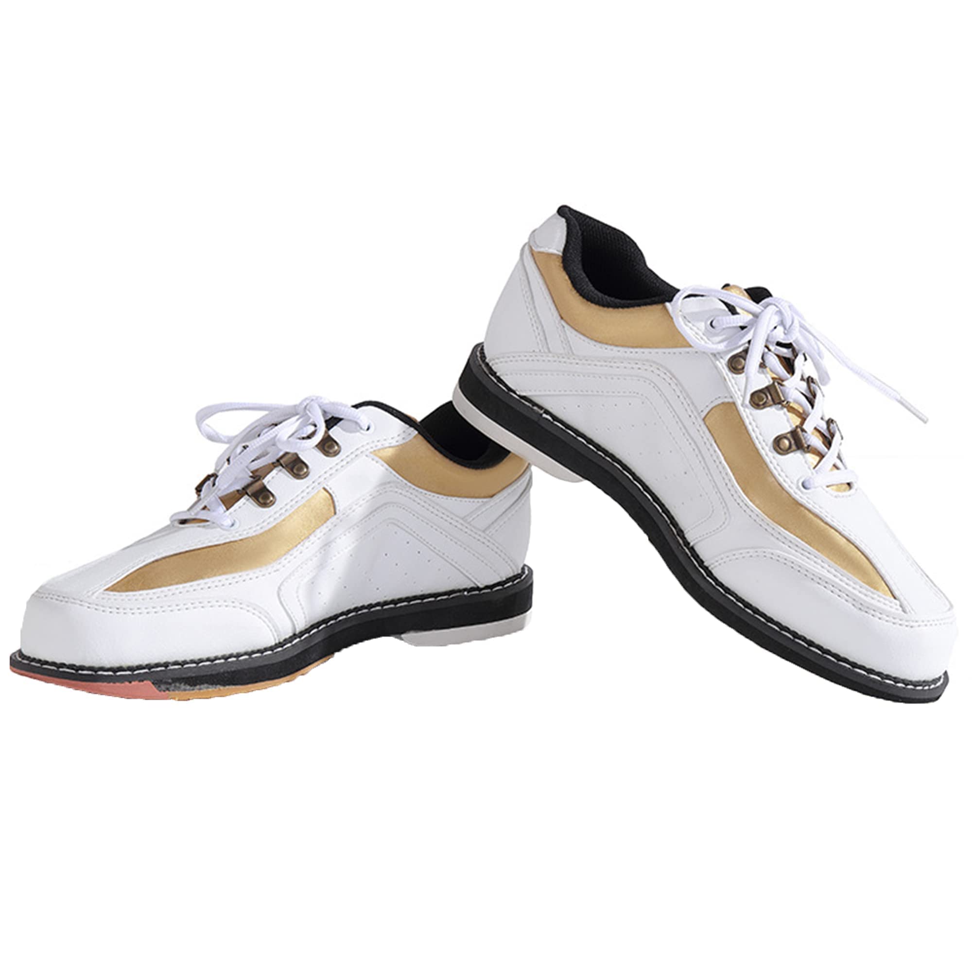 VEACAM Ladies Bowling Shoe, Lace Up Womens Bowls Sneakers Casual Walking Workout Trainers for Female,White,5.5