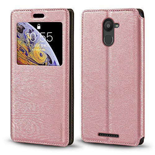 BQ Aquaris U Plus Funda de piel con tarjetero y ventana, tapa magnética para BQ Aquaris U Plus