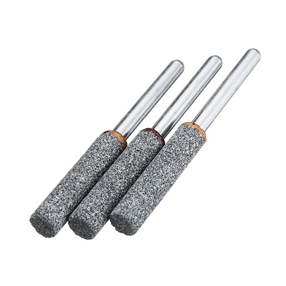 KingLan 3 Unids 5/32 Inchs Diamond Grinding Head Grinding Stone Set Chainsaw Sharpener Burr Stone Round File