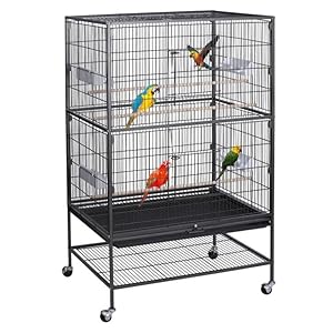 ZENY 52-Inch Bird Cage, Wrought Iron Standing Large Flight King Birdcage with Rolling Stand, Parakeet Parrot Cage for Large Birds Cockatiels African Grey Quaker Amazon Sun Pigeons