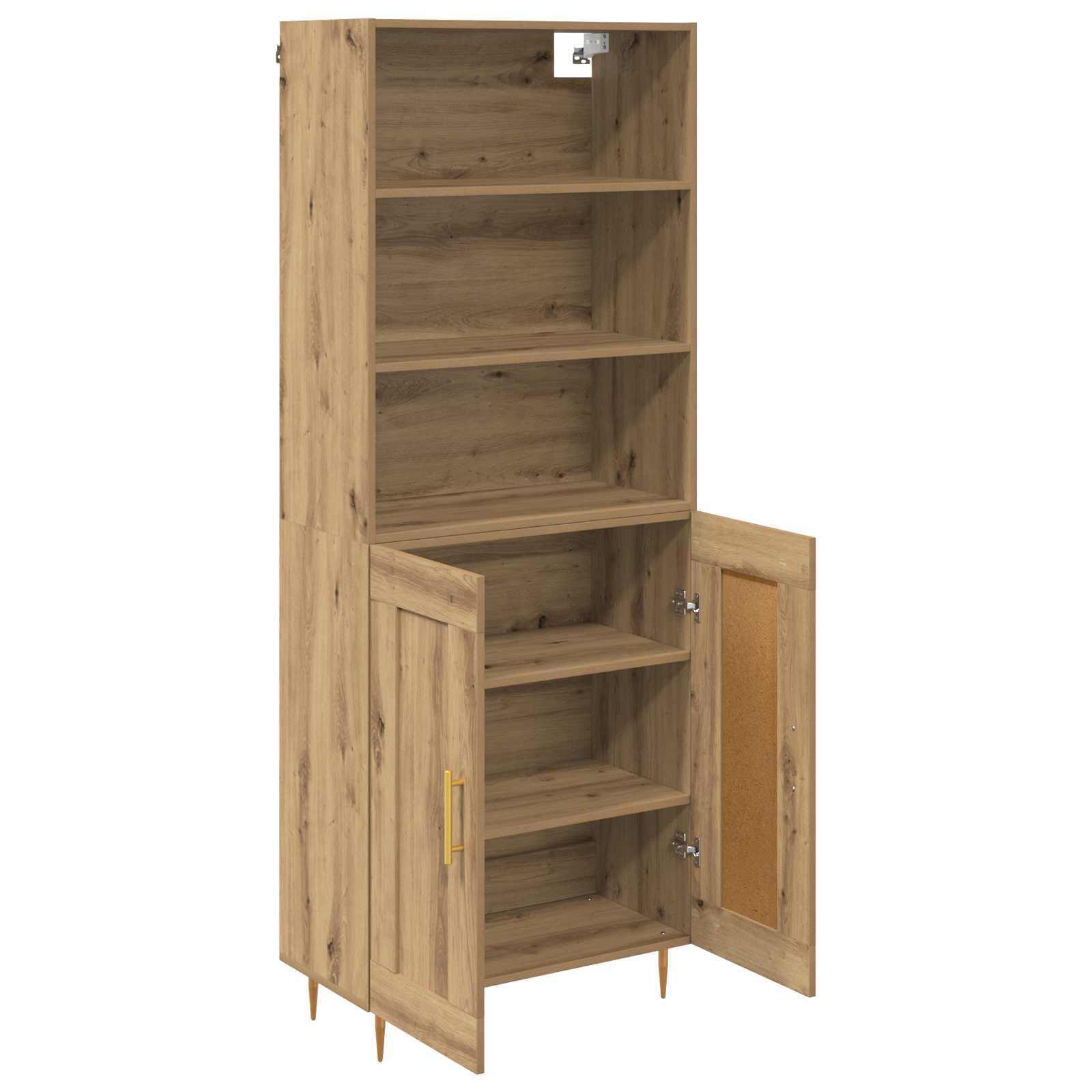 Meuble haut élégant en chêne Artisan avec support mural en bois durable - Armoire de rangement au design moderne avec pieds en métal pour beaucoup d'espace de rangement dans le salon