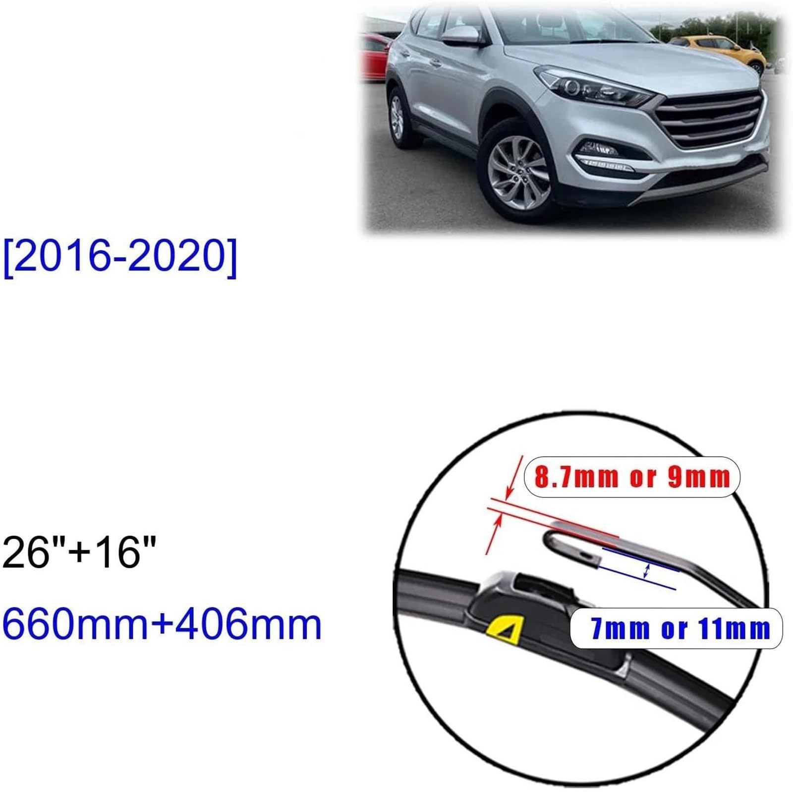 limpiaparabrisas Escobillas limpiaparabrisas para Hyundai para Tucson accesorios para parabrisas delantero gancho