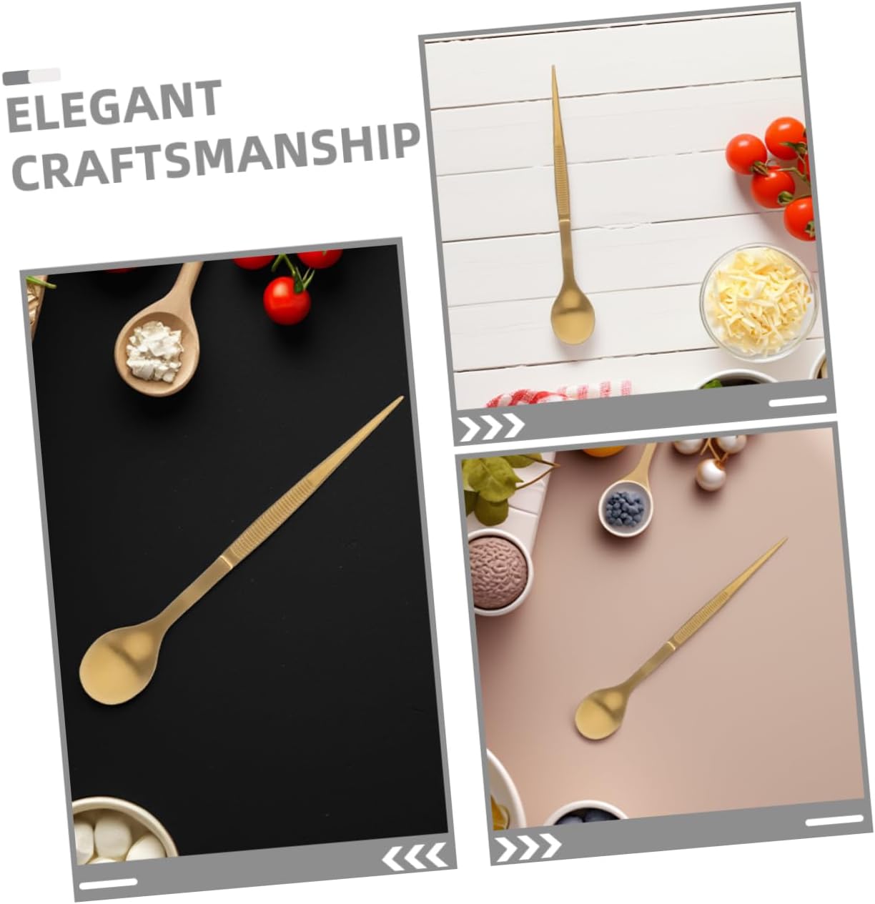 2Pcs Stainless Steel Culinary Tasting Spoon Tweezers Mixing Spoon for Kitchen Tasting Plating Cold Dishes Stylish Colors