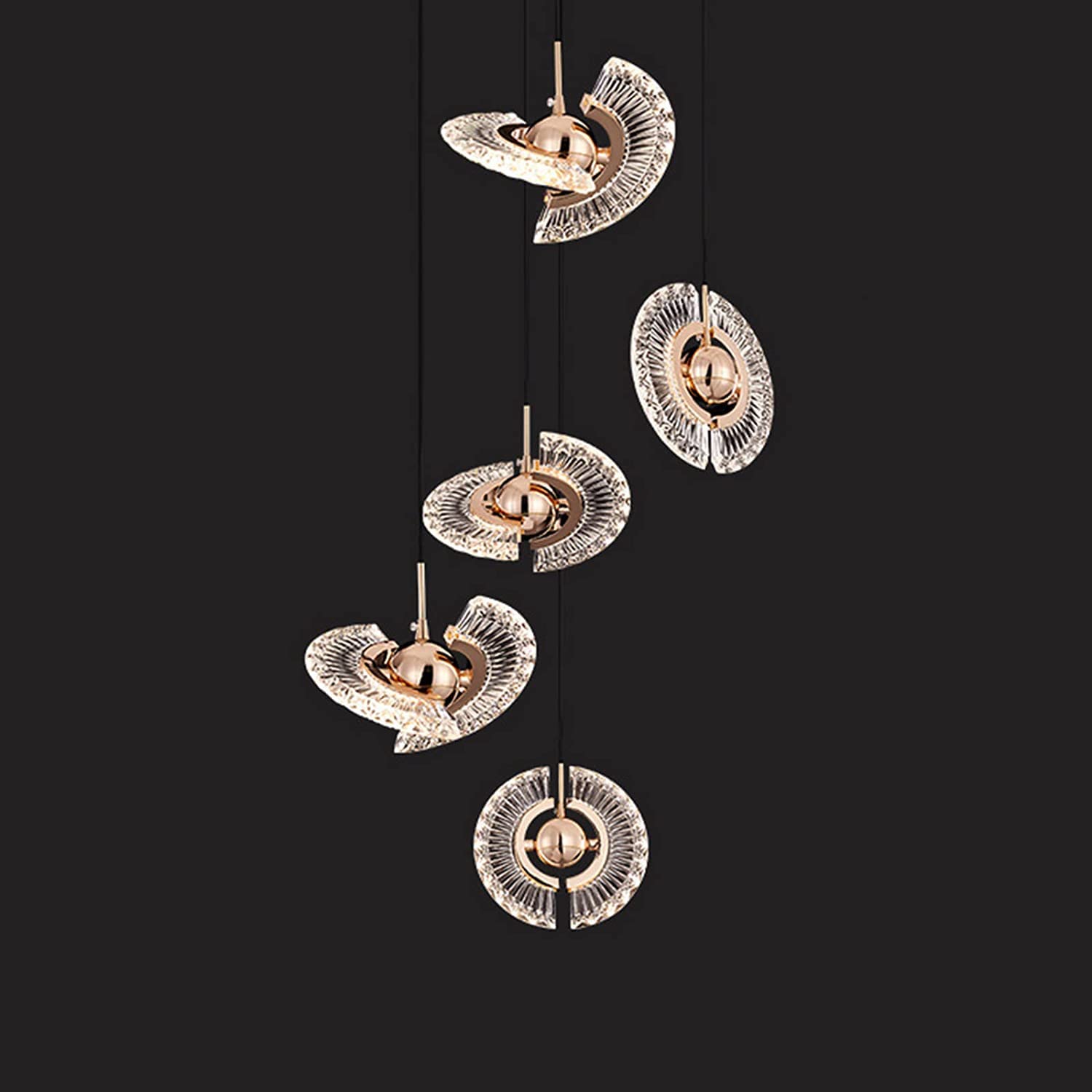 LYMSXAZOU Crystal Chandelier Lighting, Luxury Modern Led for Living Room Long Staircase Ring Light Fixture Large Home Decor Cristal Indoor Lighting Made in China