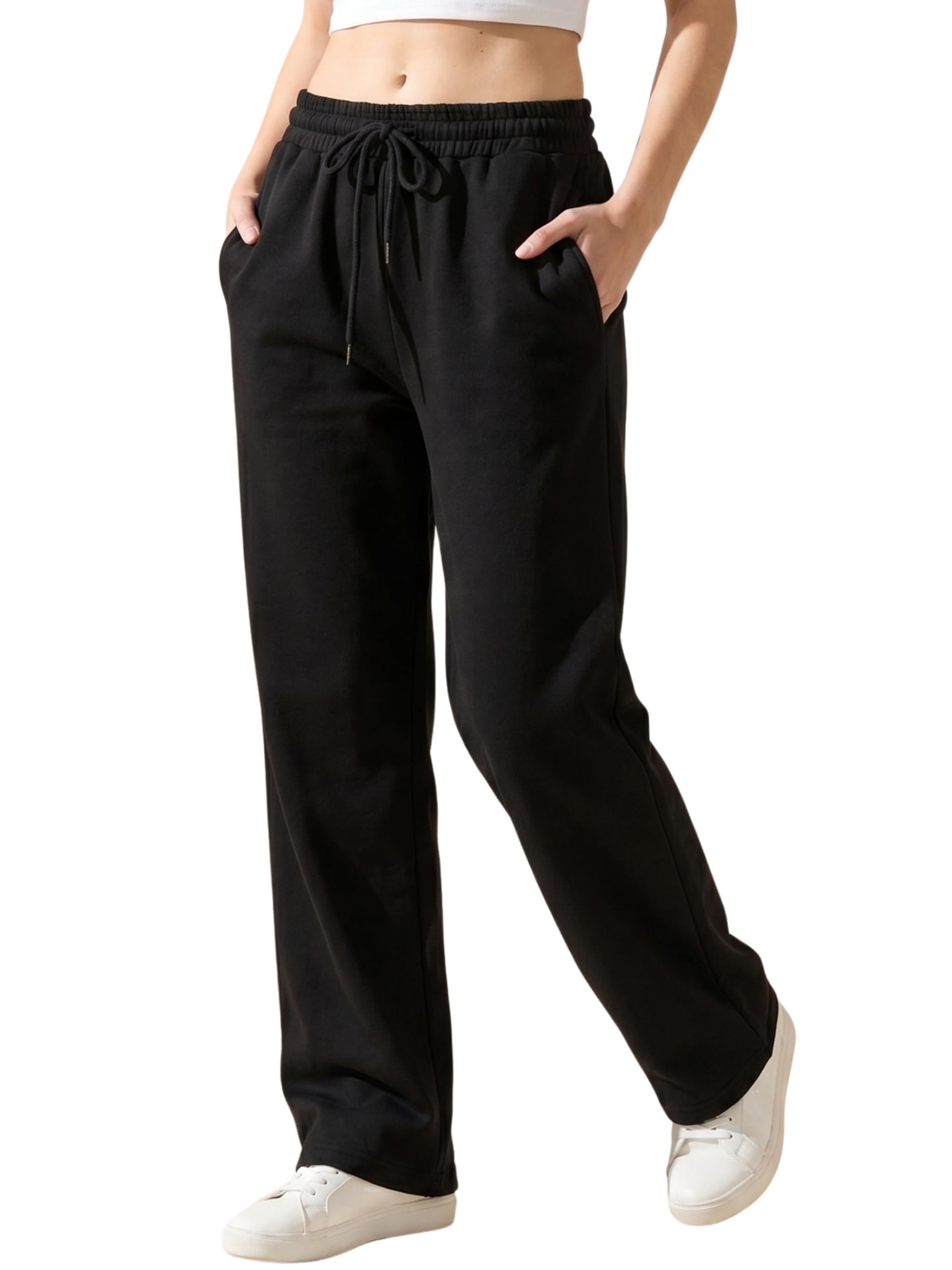 blinkin Women's Wide Leg Track Pants | High Waist Cotton Lowers with Side Pockets | Full Length Activewear for Gym, Yoga, Workout & Dance (trk-519)-picture-37