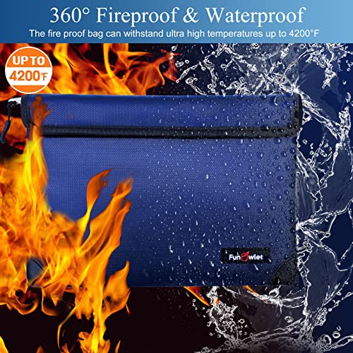 Fireproof Waterproof Money Document Bag with 4200°F Heat Insulated, Safe Fireproof Storage