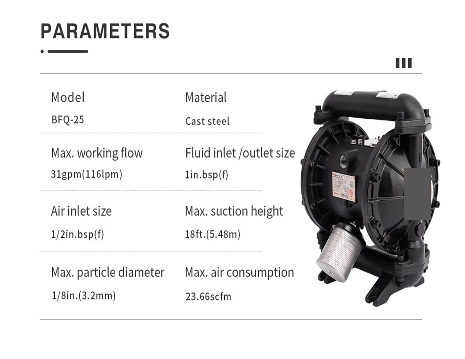 Pompa a membrana, Pompe pneumatiche a membrana a portata elevata BFQ-25G, pompa pneumatica for trasferimento acqua olio(SEWAGE PUMPS)
