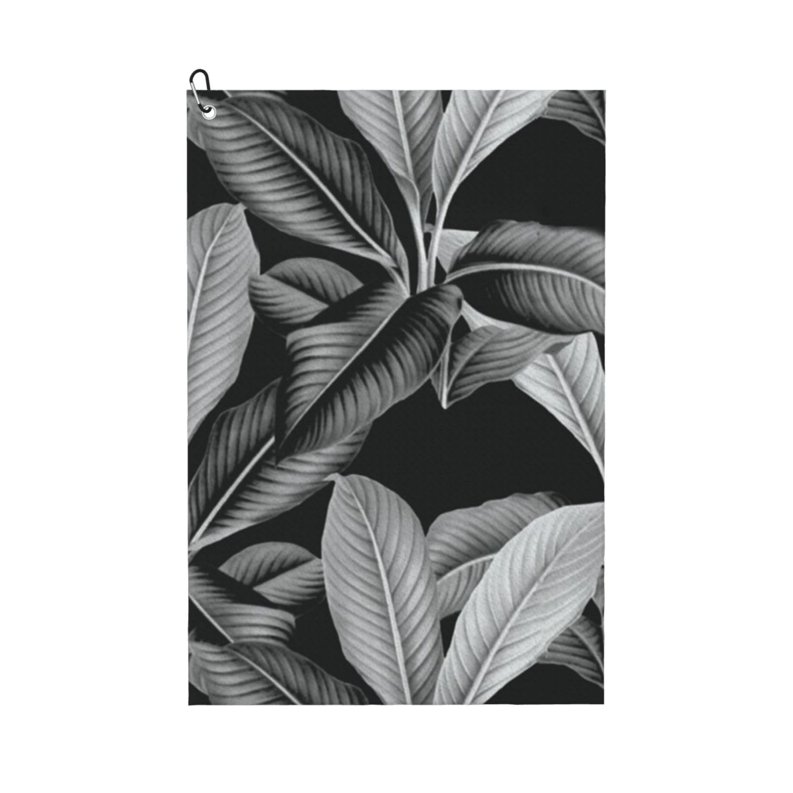 Hnnkloy Palm In Palm Black White, 16x24 in Portable Waffle Golf Towels with Carabiner Clip for Golf Bag