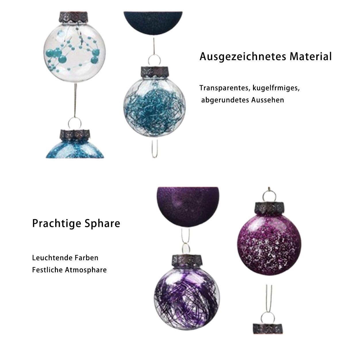 30pcs 6cm Weihnachtsbaum Hängende Dekoration Kugeln,Blow Moulding Shaped Balls mit draht zum aufhängen,PVC Electroplated Plastic Balls,Weihnachtsbaum Dekoration Weihnachtskugeln Set (Rot)