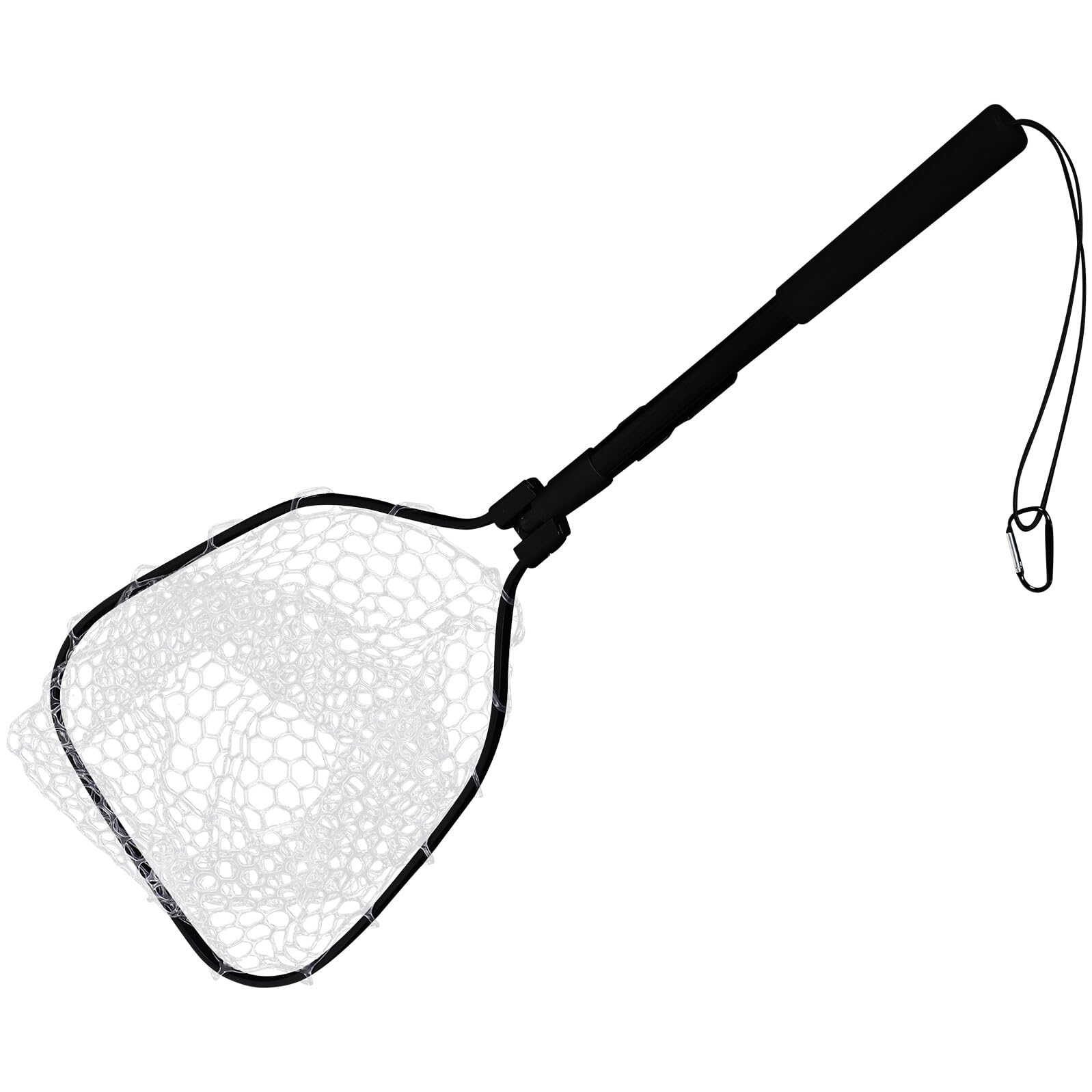 Red de Pesca Plegable con Mango Compacto, Marco Negro y Malla de Silicona, Ligera y Resistente para Agua Dulce y Salada, Adecuado para Pesca de Camarones y Actividades al Aire