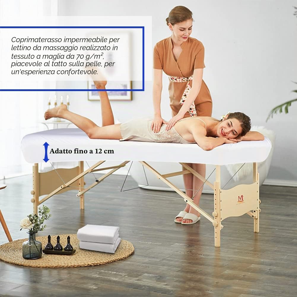 2pcs Copertura Protettiva per Il Viso per Lettino da Massaggio, Impermeabile Coprilettino Estetica con Elastici, Lavabile Coprisedia per Lettino da Massaggio (80 x 190cm senza foro)
