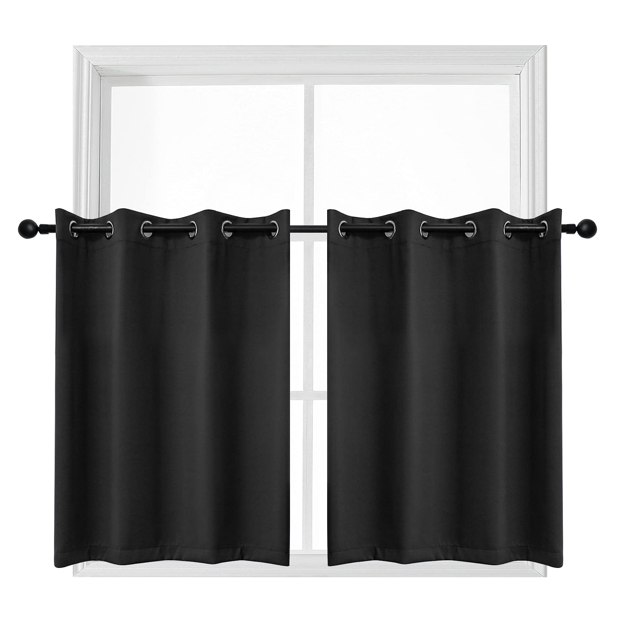YGO 36 Inches Blackout Curtains Kitchen Window Valances Half Long Short Drapes Room Darkening Thermal Insulated Tiers Blinds for Bedroom and Bathroom