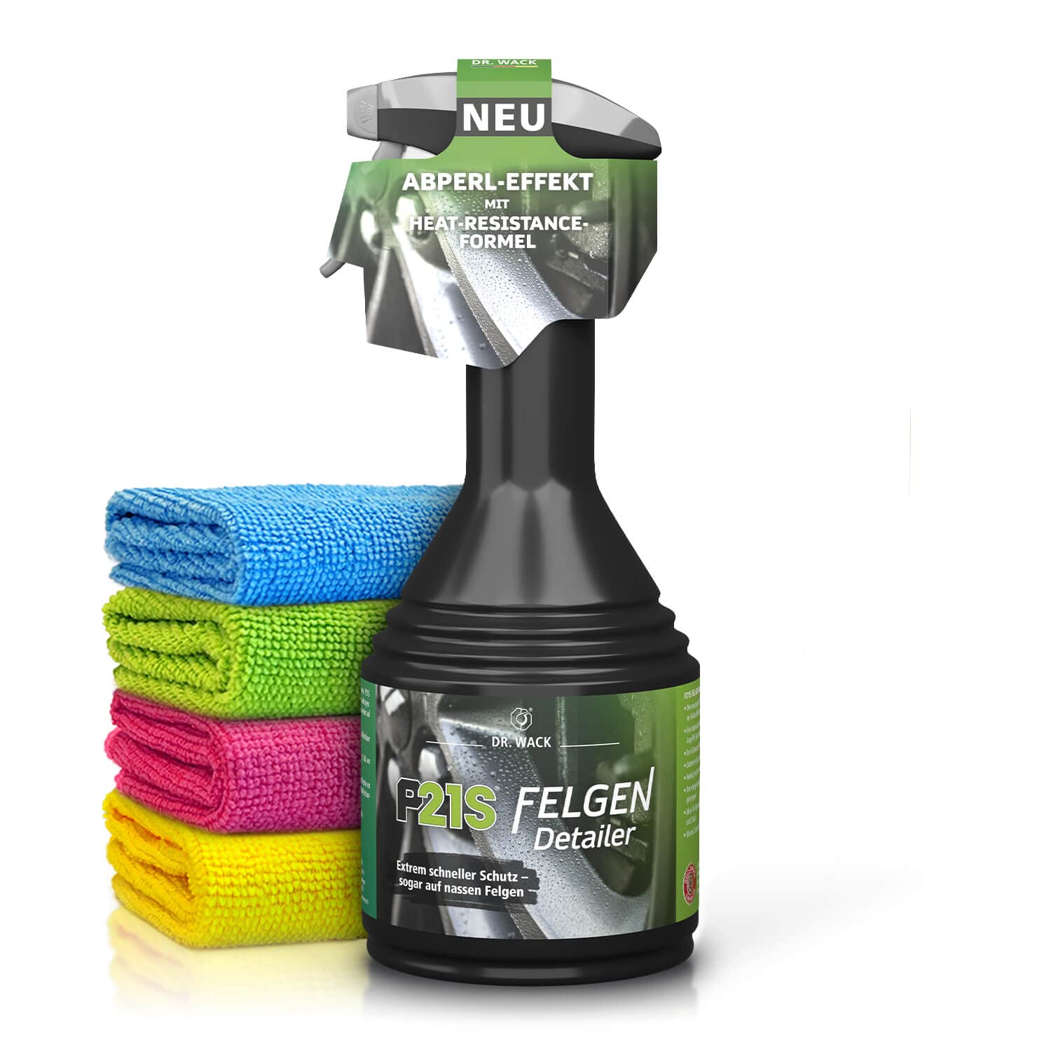 Felgenpflege Set: Dr. Wack P21S Felgen Detailer Felgenreiniger Felgenversiegelung + Shiny Freaks Edgeless Allrounder Premium Mikrofasertuch 200GSM | 2-teilig