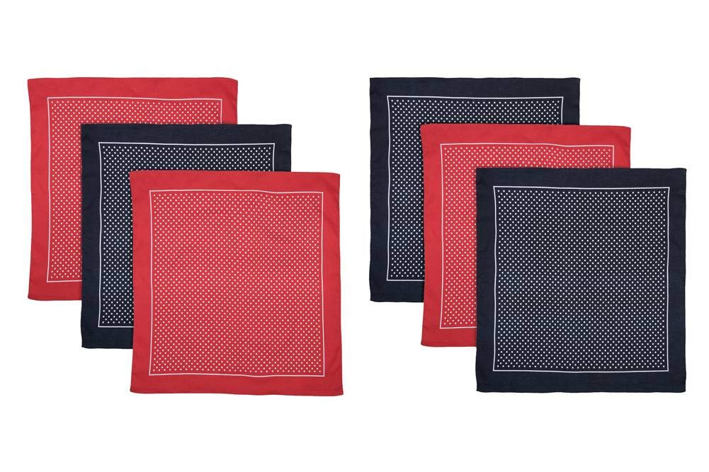 Hetherington Gray Men's 2 Packs Box Of 3 /Gentle Navy Blue & Red Spot Print Extra Large Size Handkerchiefs 100% Cotton (2 Packs)