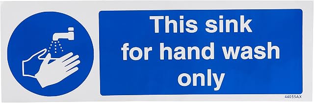VSafety This Sink For Hand Wash Only Sign - Landscape - 300mm x 100mm - Self Adhesive Vinyl