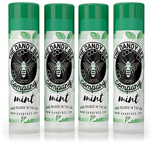 Organic Beeswax Lip Balm by Dandy Bee Co. – Mint 4 Pack – Organic Beeswax, Shea Butter, Vitamin E, Essential Oils - Deep Healing Lip Butter for Dry Lip - Made in USA
