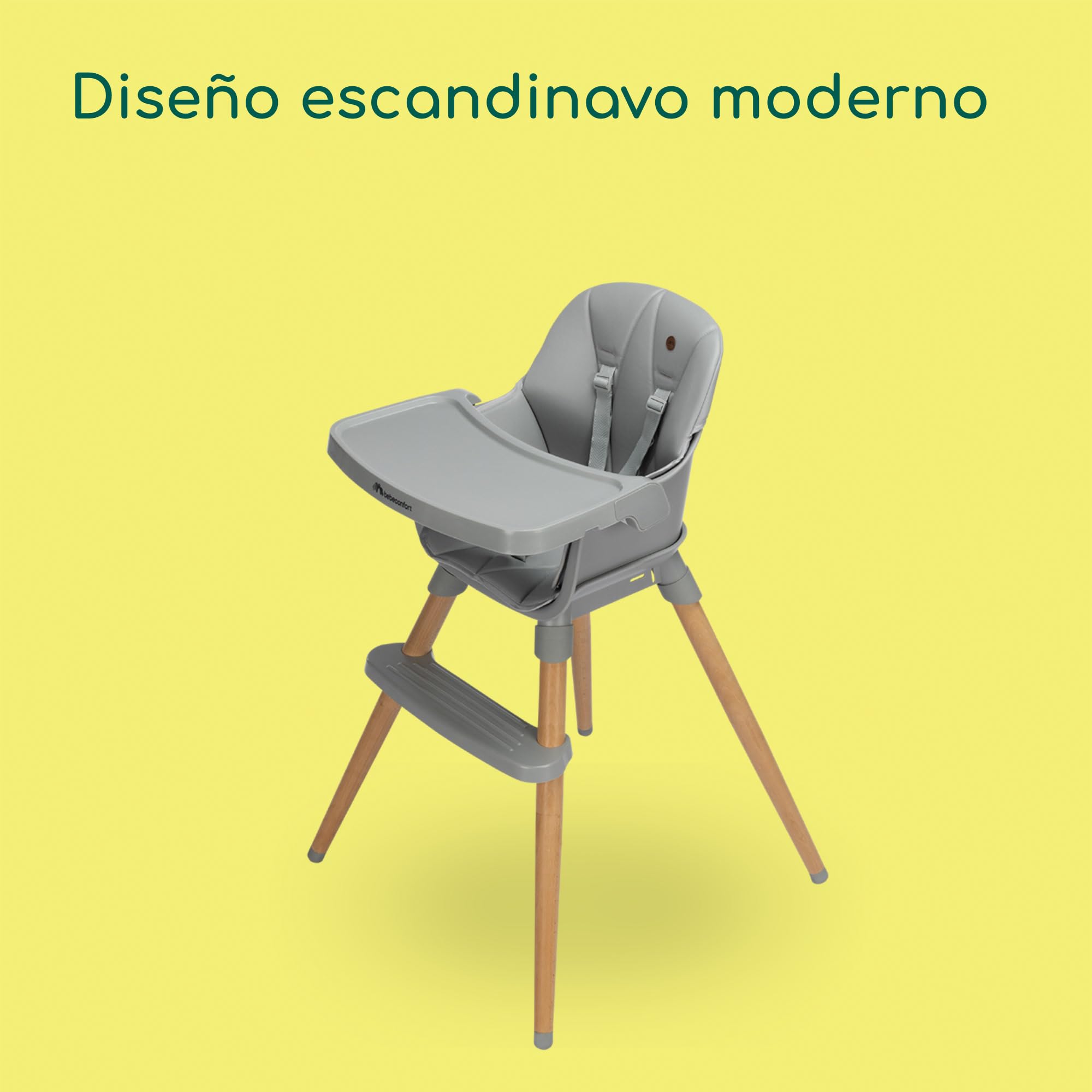 Bebeconfort Avista 2, Trona 4 en 1, Trona de Bebé Evolutiva, Asiento Elevador, Silla para Niño Pequeño, de 6 meses a 14 años (de 9 a 60 kg), Cojines Acolchados, Bandeja Ajustable, Tinted Grey