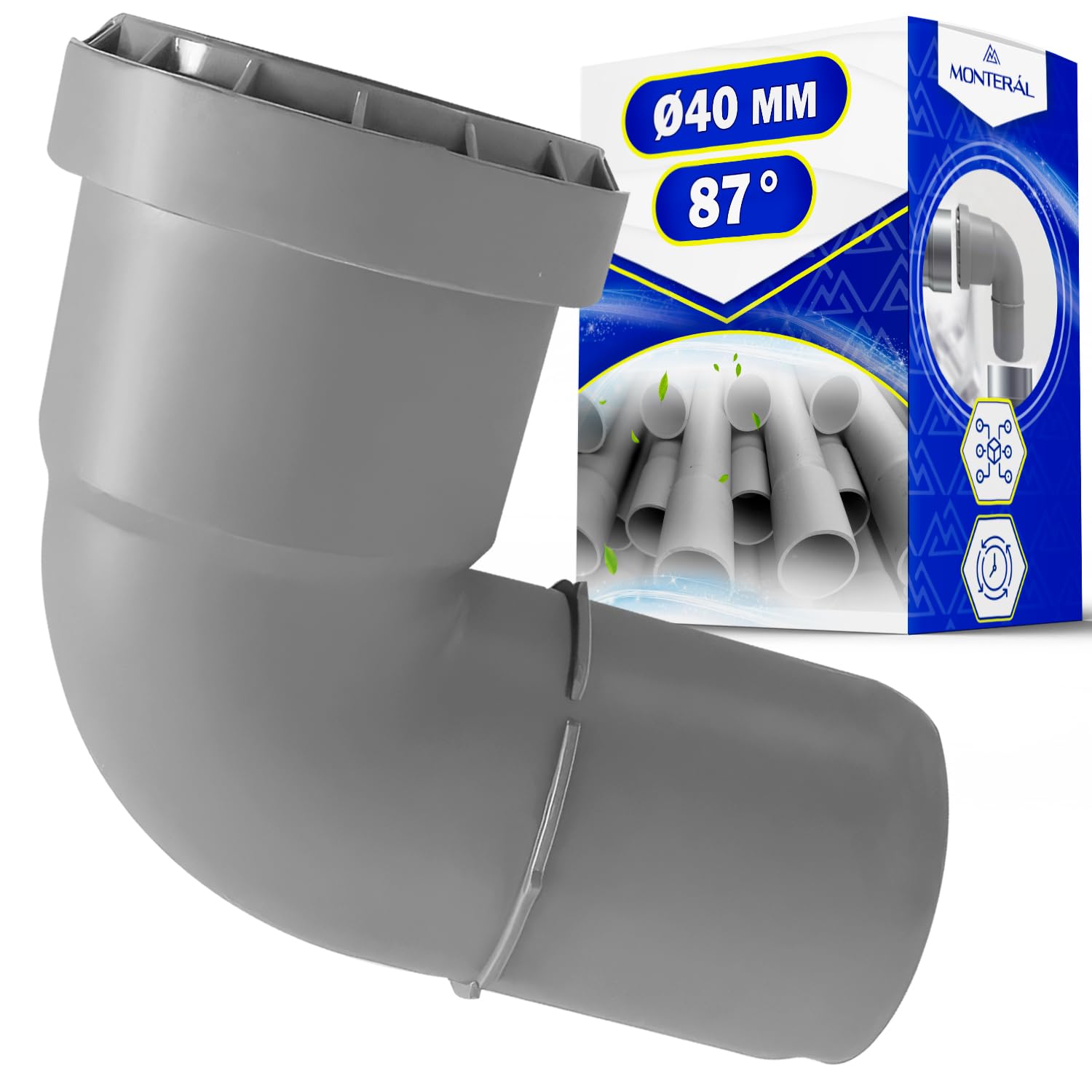 Elbow for Evacuation with Angle of 87° diameter 40 mm Made of Polypropylene - Warranty 10 Years - MONTERAL