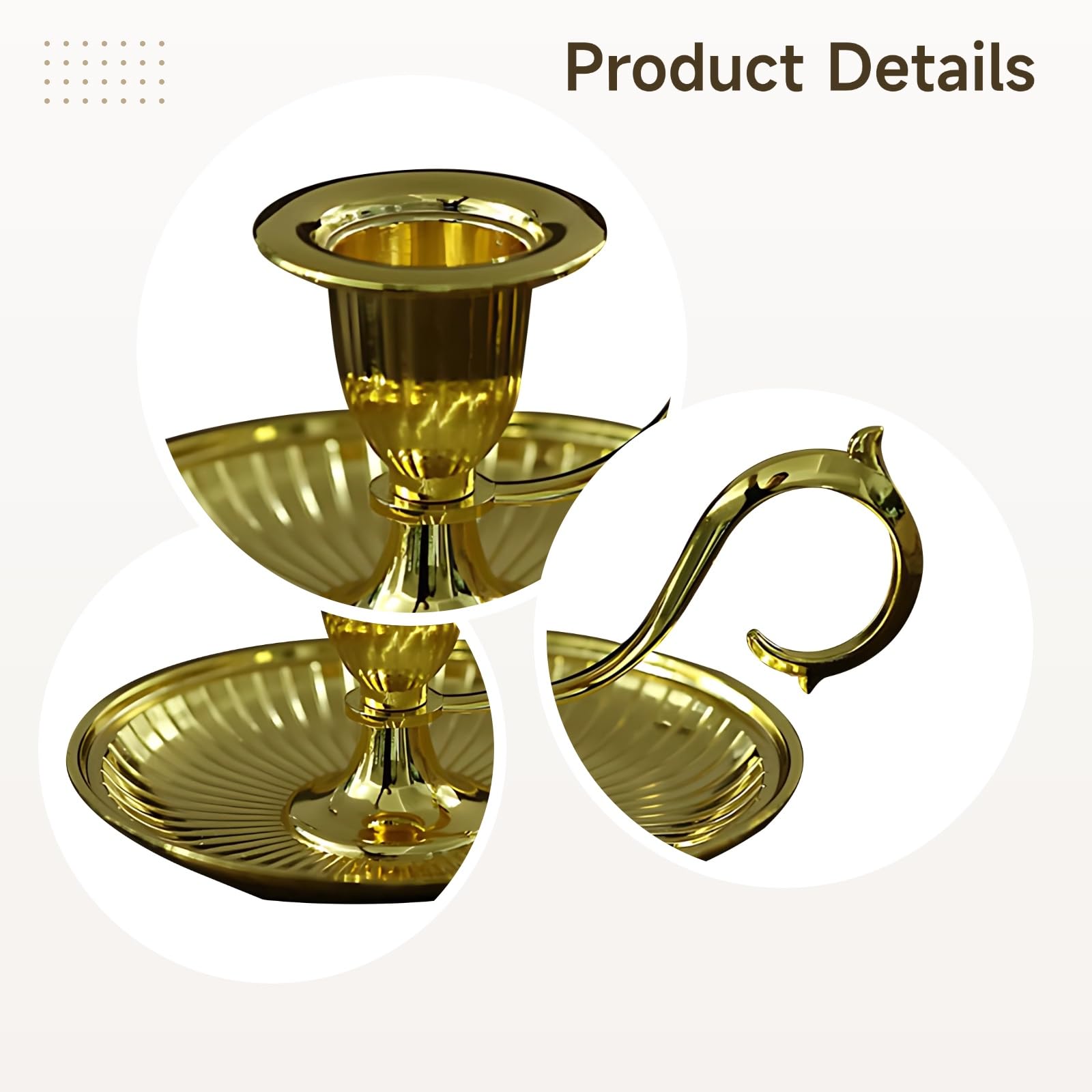 2 STK. Vintage-Kerzenhalter aus Metall mit Griff, Kupfer und Gold, konische Kerzenhalter aus Zinklegierung, dekorative Ständer für Kamin, Esstisch, Hochzeiten, Partys und Wohnräume