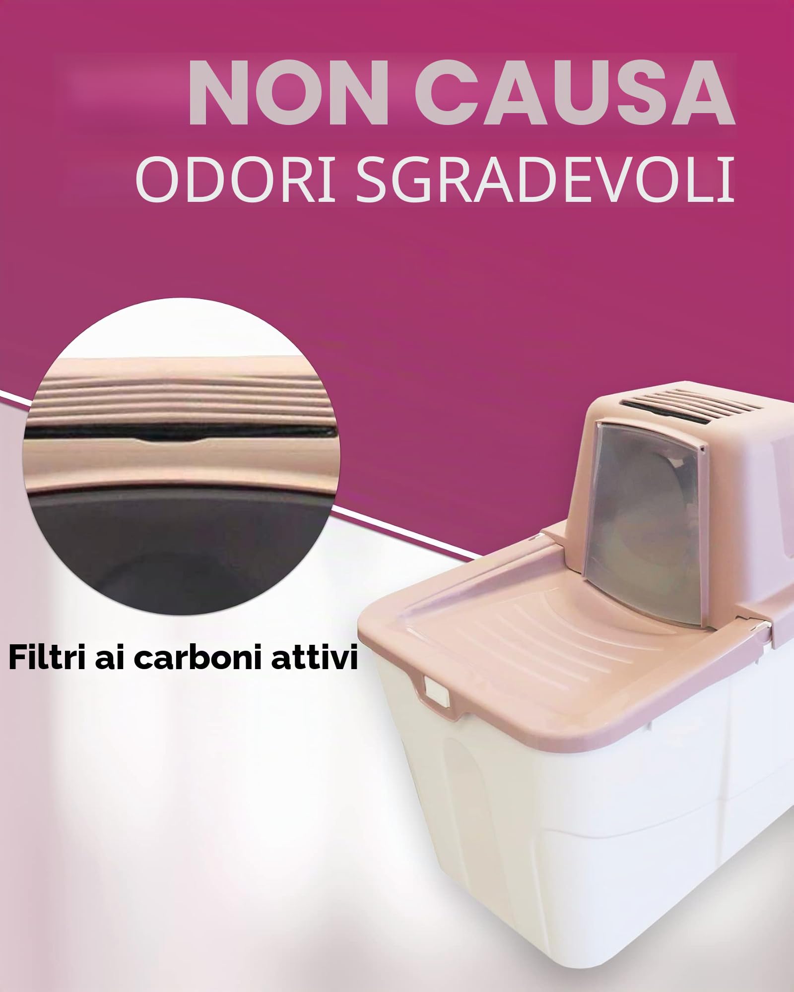 PETGARD Lettiera per gatti Sofia Close – wc con ingresso dall'alto – filtro – 58 x 39 x 56 cm – per gatti e bacche