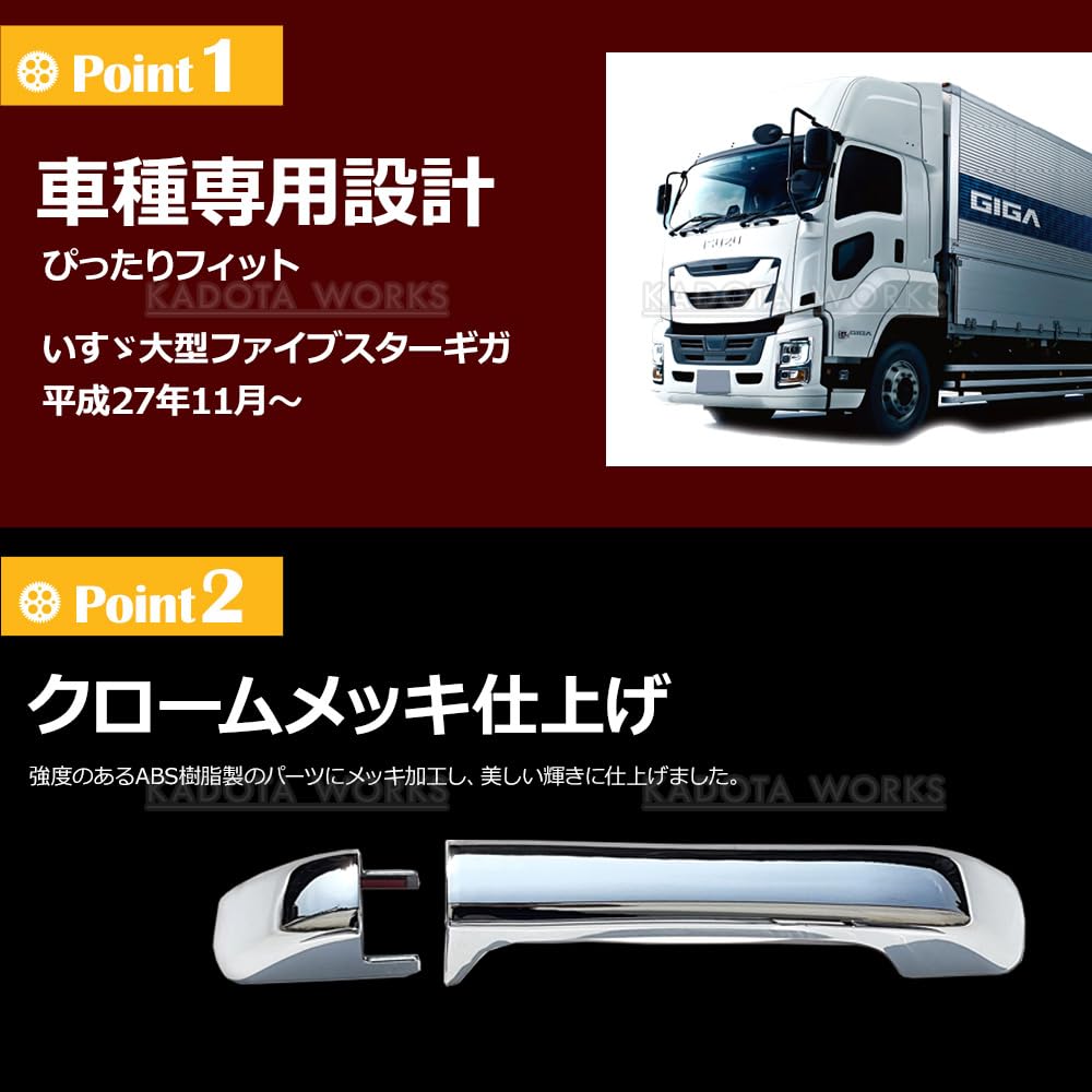 Amazon.co.jp: メッキ ドアハンドルカバー ファイブスター ギガ いすゞ