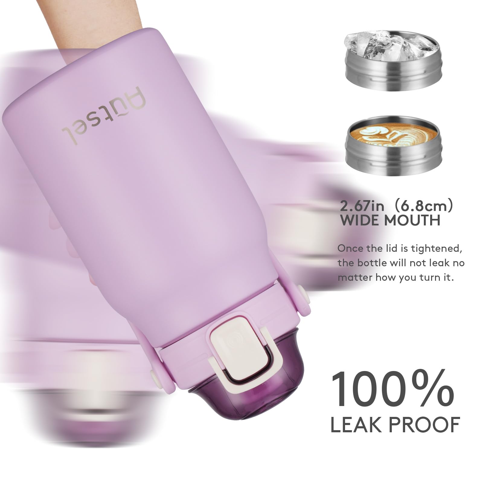 Autsel Borraccia Termica 1 litro Bottiglia Termica Senza Perdite Borraccia Palestra Sportiva in acciaio inox, rimanere fredde 24h o calde 12h, Senza BPA, per Sport, Yoga, Ciclismo