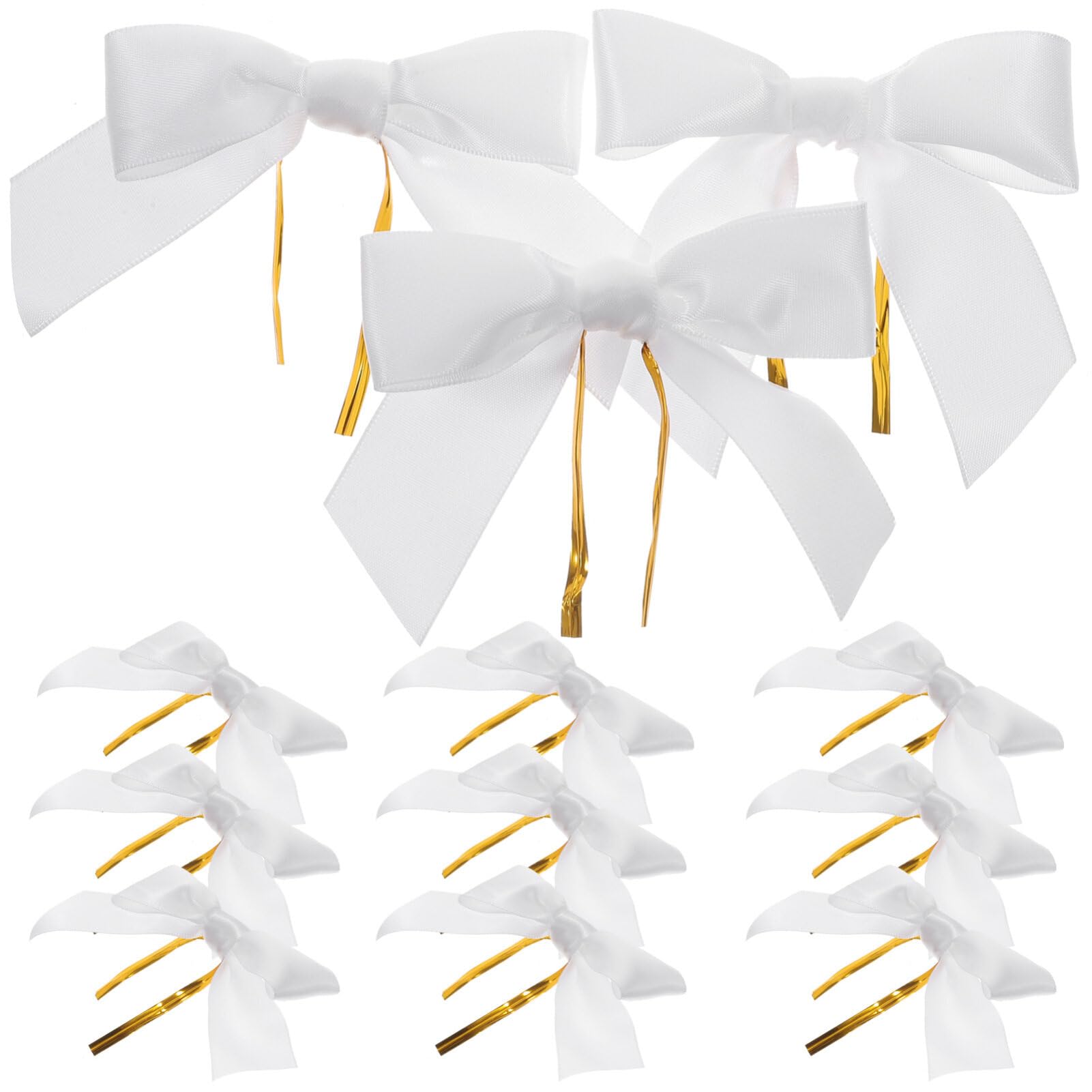 50 Fiocchi In Raso Bianco Pre-legati 8,9 Cm Con Fermaglio - Mini Fiocchi Per Bomboniere, Cake Pop E Confezioni Regalo - 3