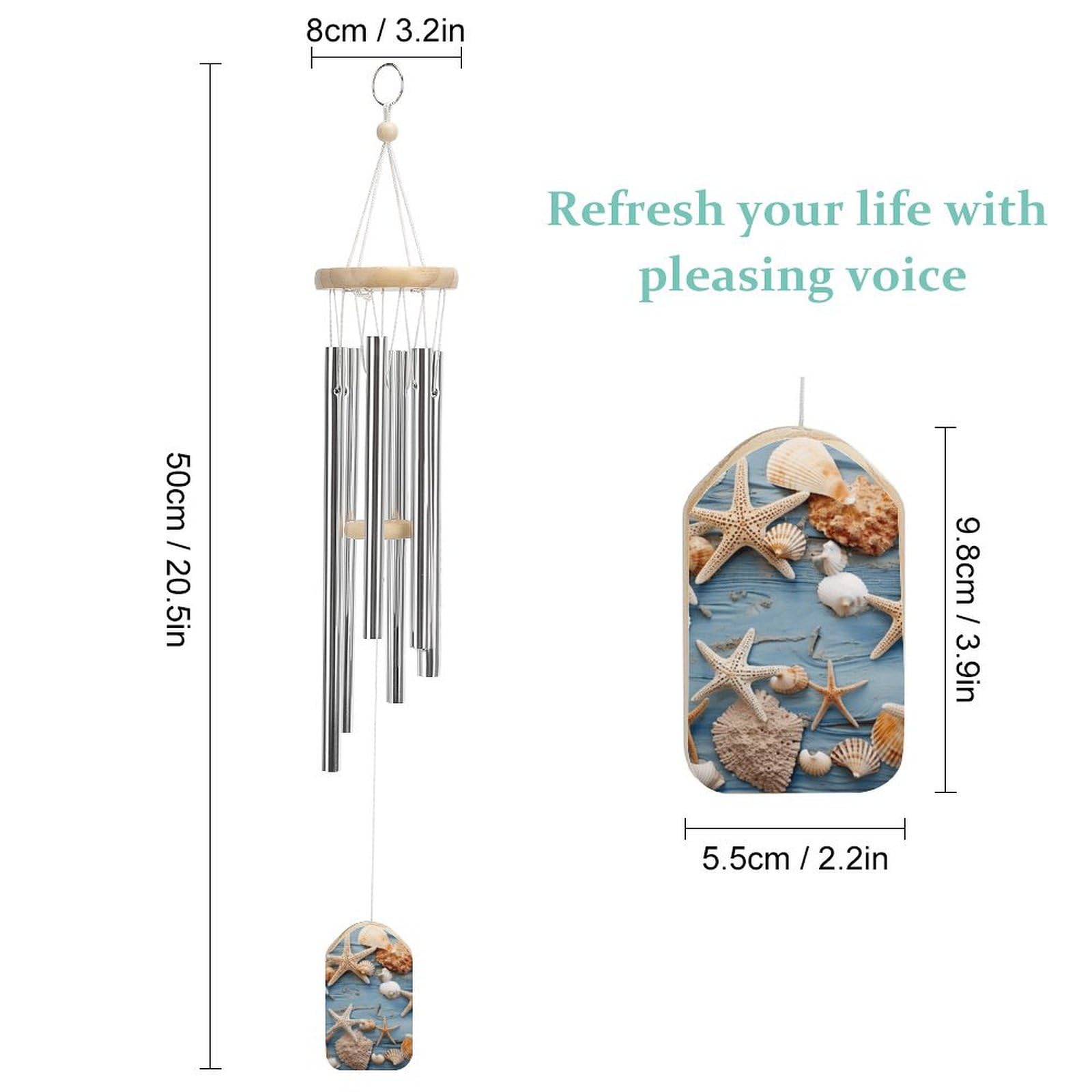 Outdoor Wind Chimes, Shell Starfish Pattern Printed Wind Chimes,Simple Wind Chimes,Curtain Wind Chimes for Home Decoration