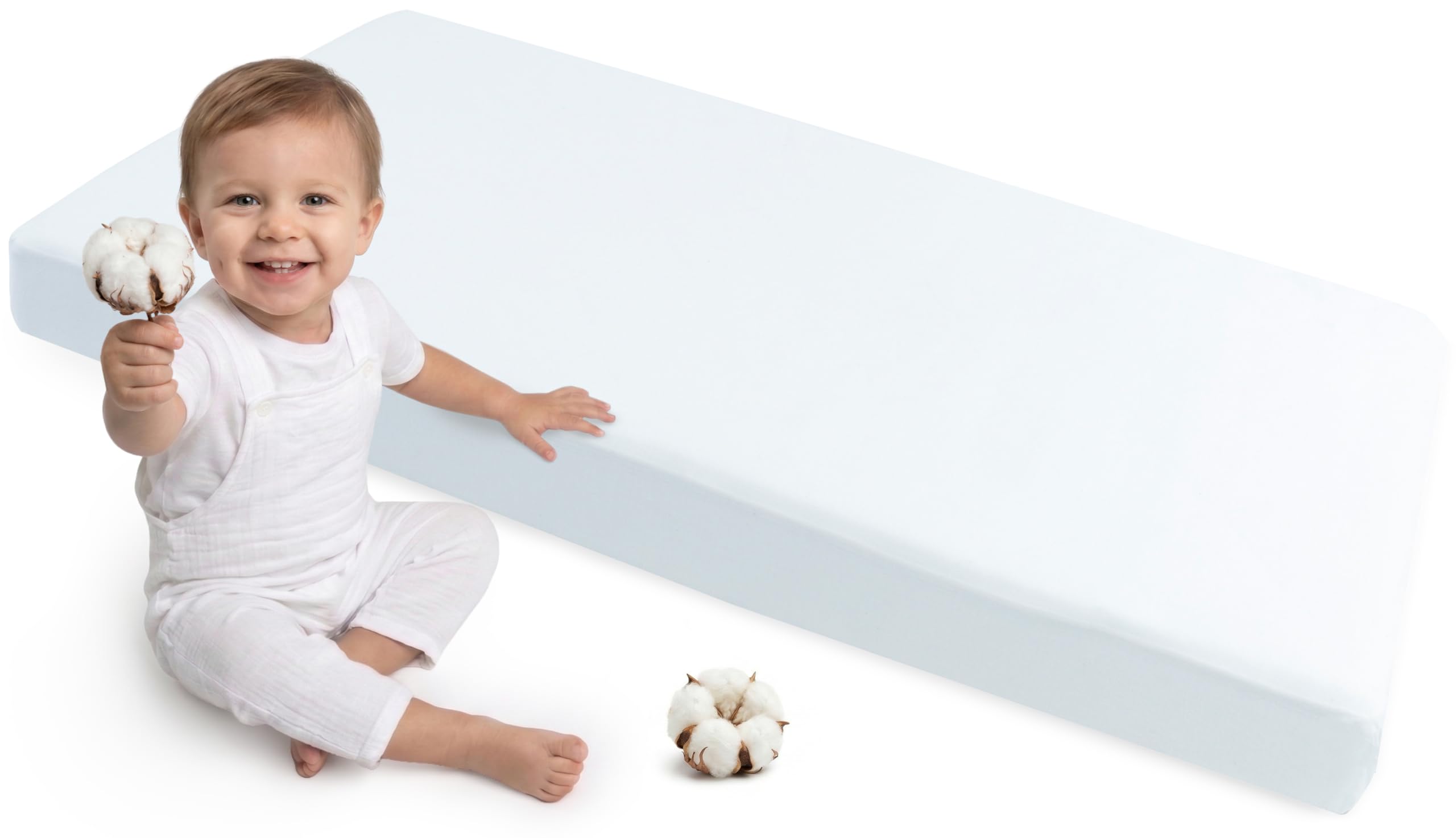 Medi Partners Fitted Sheet 60x120 cm 100% Cotton Baby Bed Linen Mattress Cot (White)
