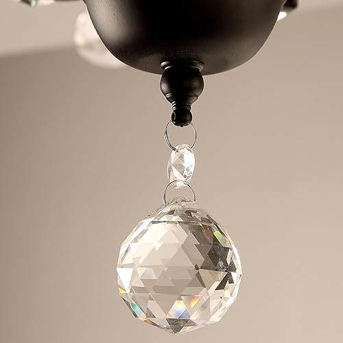 Miniatura 6 de TFCFL Candelabro vintage grande de ramas de cristal, moderna lámpara de techo semiempotrada con 4 luces E12 40W lámpara de techo de cristal de