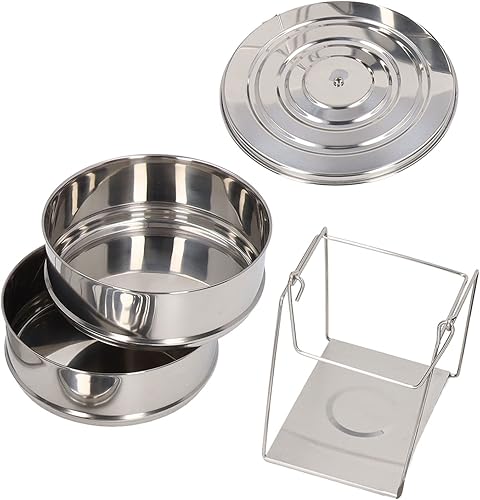 Olla de cocina de acero inoxidable, olla de vapor con tapa, doble caldera para cocinar, sartén apilable de 2 niveles para cocina