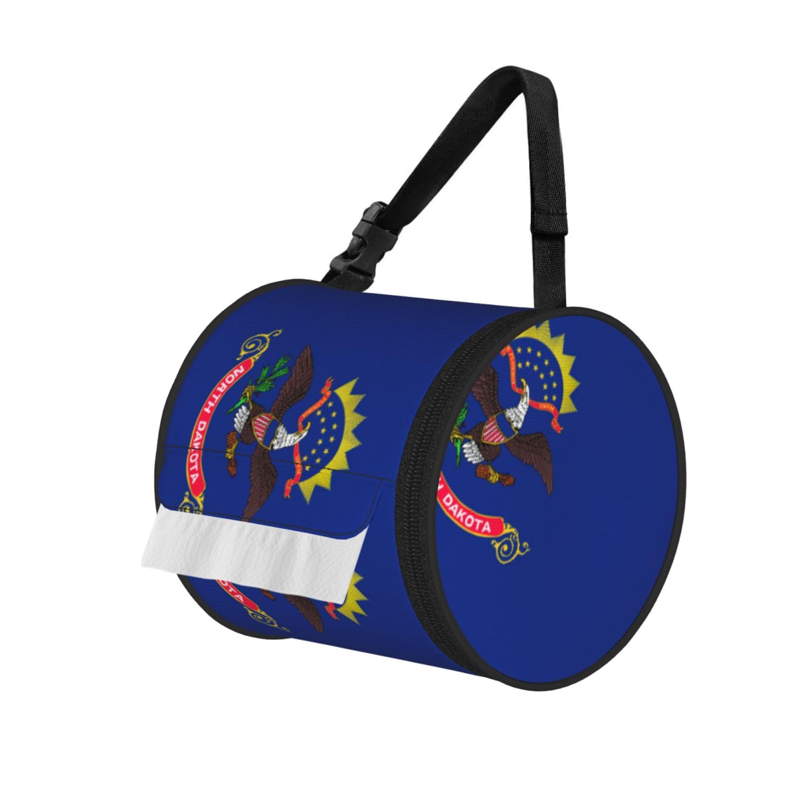 North Dakota State Flag Print Fashion Tissues Organizer Box, Hanging Tissue Holder For Purse Coins For Car Office Daily Outing