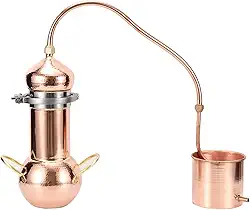 Alambique 2L Alambique, Cobre Moonshine Still, Kit de Produção de Vinho Home Brew com Tubo de Refrigeração, Kit de Cerveja Doméstica para Uísque DIY, Moonshine, Óleos Essenciais, Hidrossóis