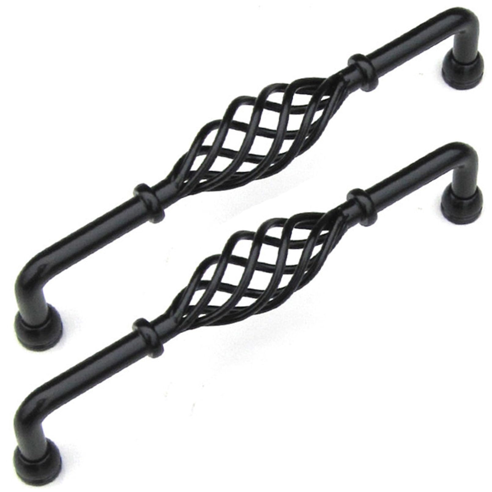 XIAODANHUA Kitchen Handles 2 Pcs Iron-Nickel Alloy Bathroom Cabinet Pulls Decorative Wardrobe Door Pull Handles Openwork Design Furniture Pulls with Screws (Hole Distance 192mm)