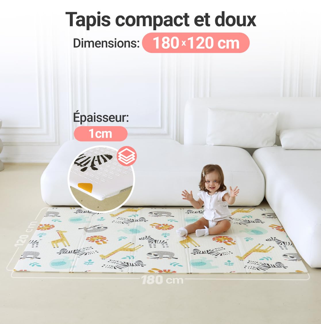 Grote opvouwbare speelmat | Hoge kwaliteit | 5 cm dik | baby blue
