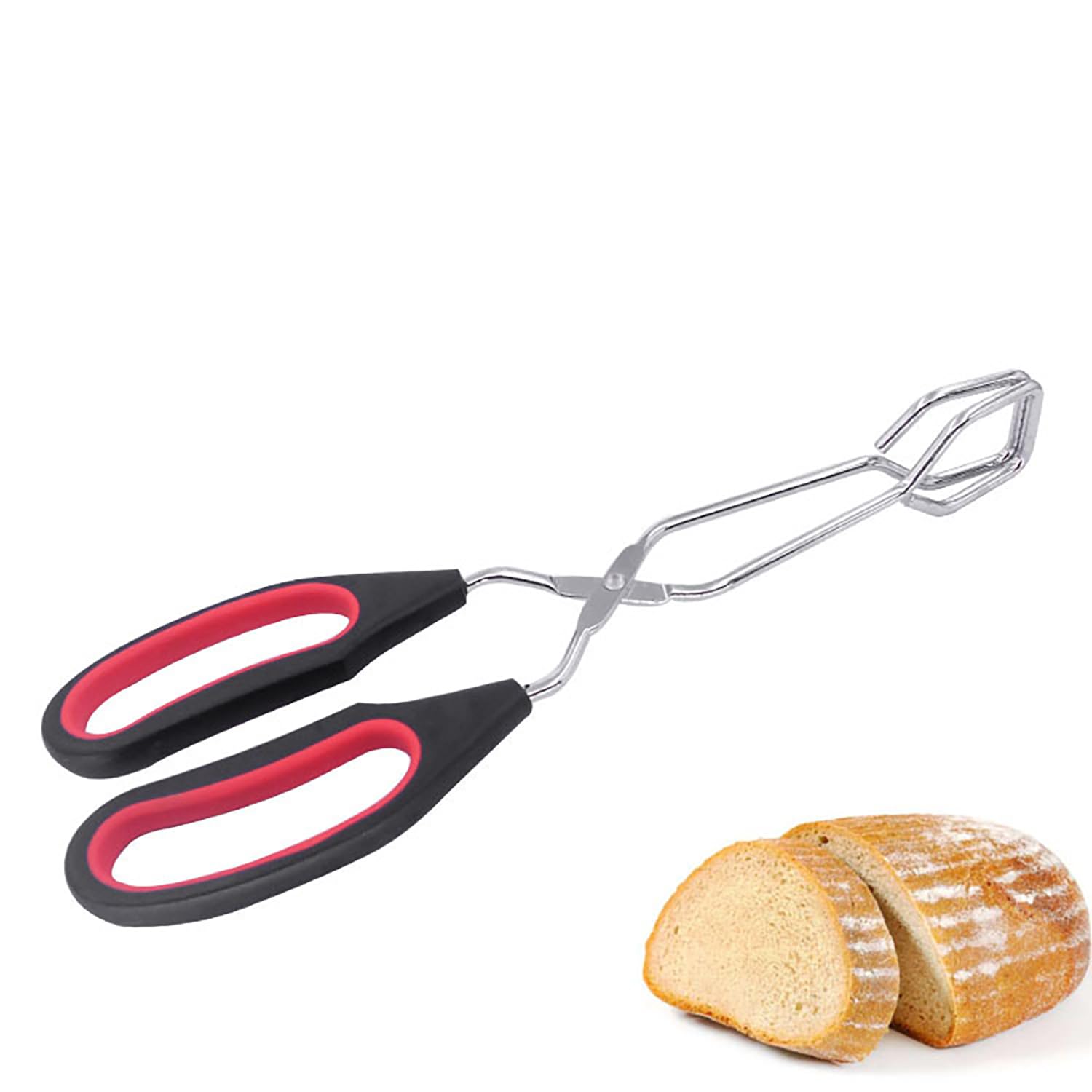 CTWHA Scissor Pliers Multi-Functional Food Clamp 11 Inch Insulated Barbecue Charcoal Clamp Bread Clamp Extended Fire Poker Medium Heavy Duty Plated Scissors Cooking Tongs For Turning Meat Fish