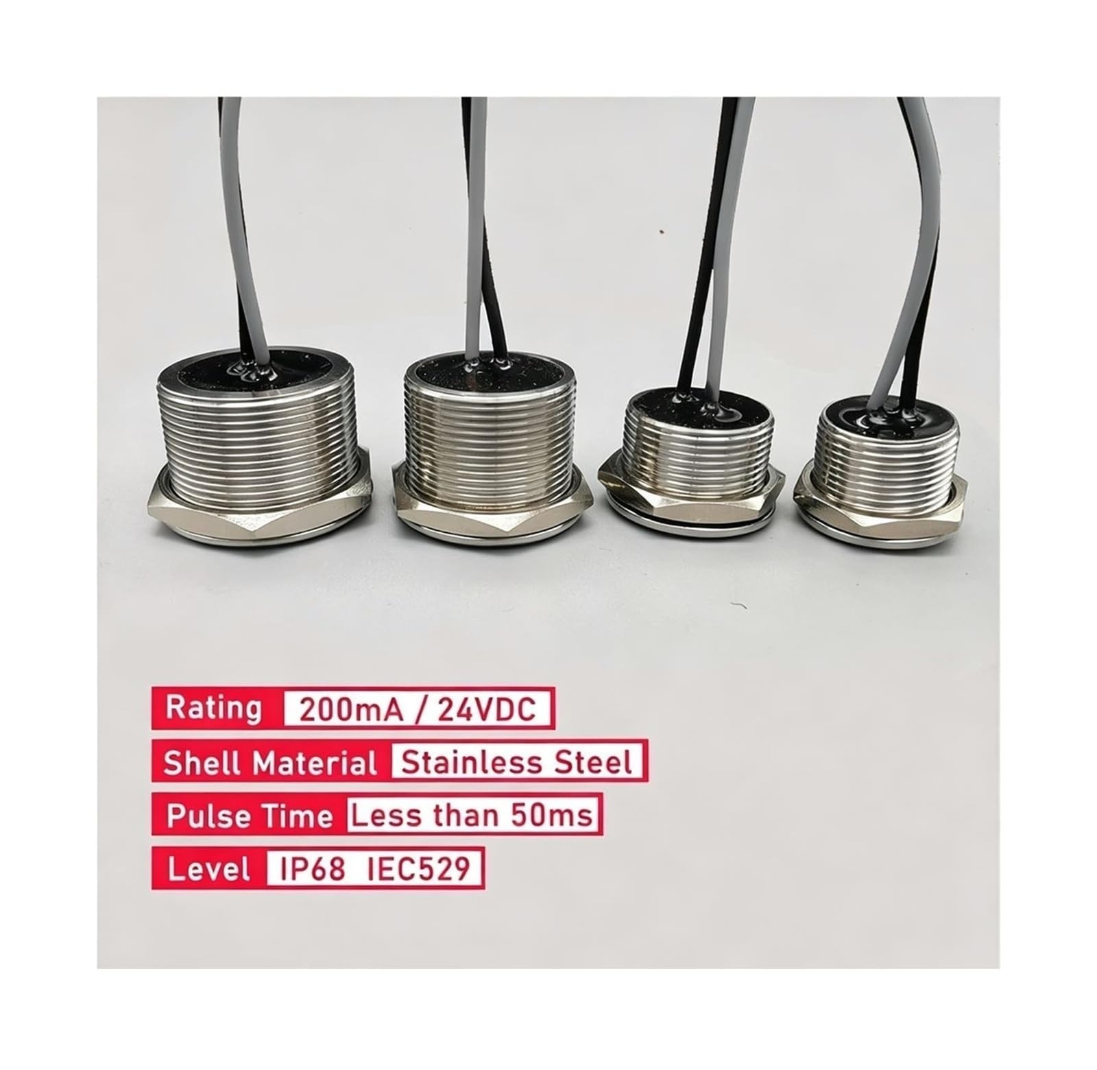Interruptores táctiles piezoeléctricos impermeables de acero inoxidable de 16 mm, 19 mm, 22 mm y 25 mm, normalmente abiertos, capacitivos, momentáneos.(25mm)