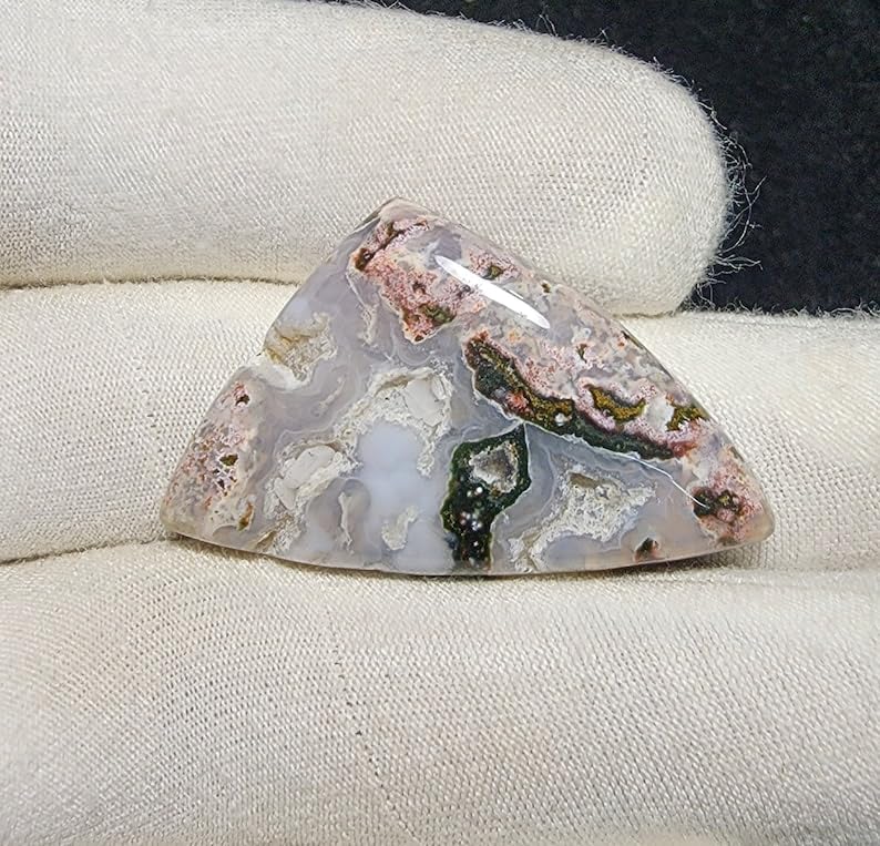 Jaspe océan naturel cabochon trillion 35x22x6mm pour création de bijoux - 5