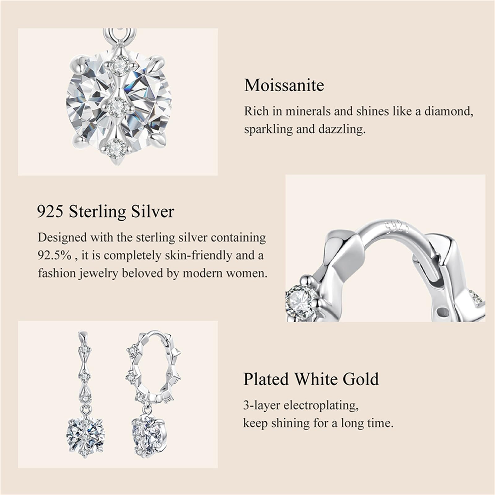 Pendientes de aro Huggie de moissanita de plata de ley S925 de 1 quilate con certificado, aros pequeños for dormir, hipoalergénicos for mujer, regalo diario