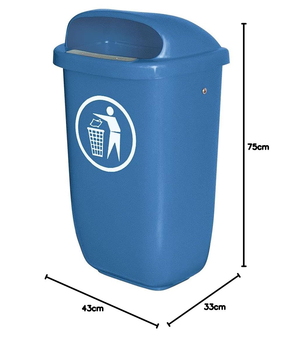 BRB Poubelle d'extérieur - Capacité : 50 l - Conforme à la norme DIN 30713 - Bleu
