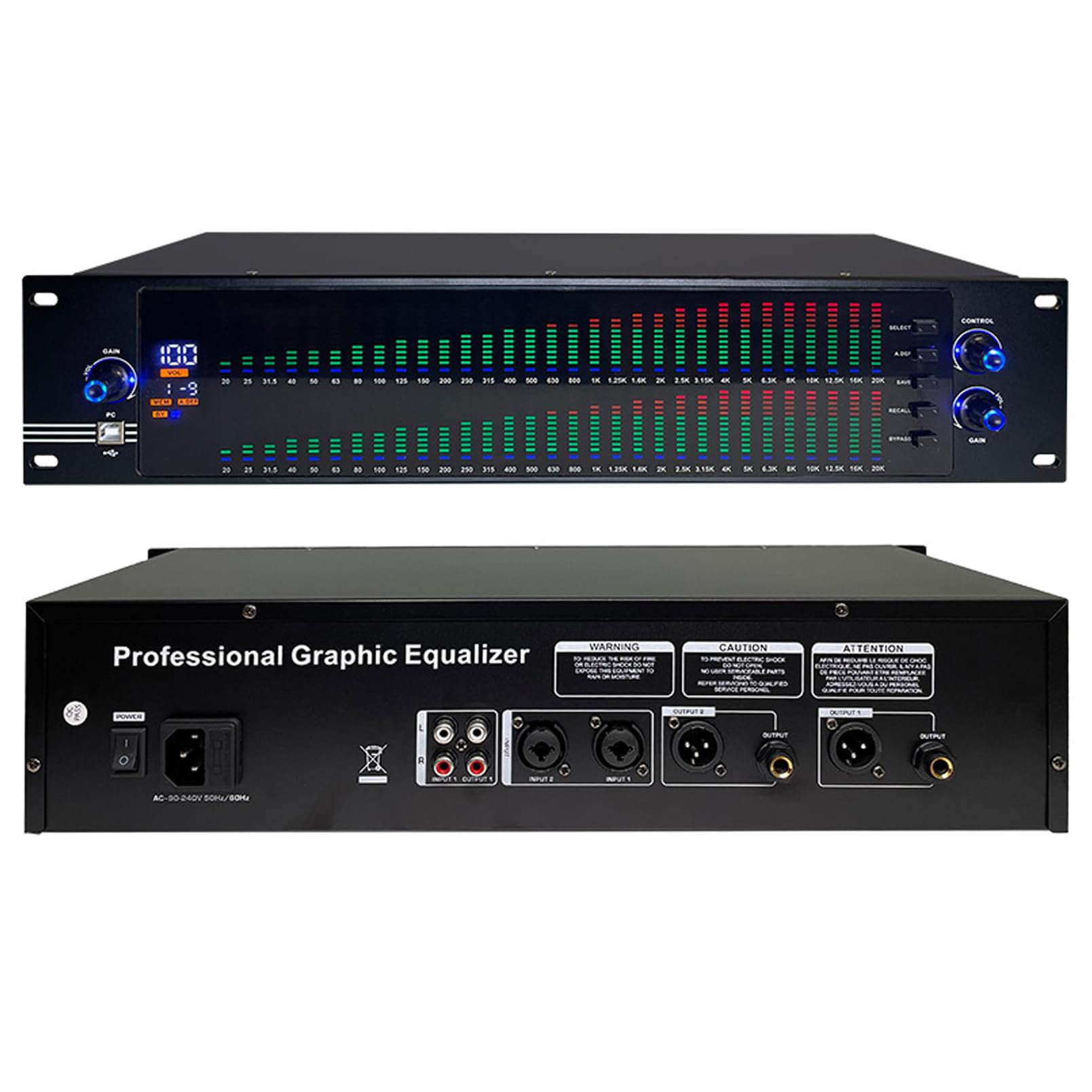 COYEUX Professional Stereo Equalizer, Dual Channel 31 Band, DSP Processing Chip/Intelligent Noise Reduction Digital Procesador/Noise Filter, HD LCD Display