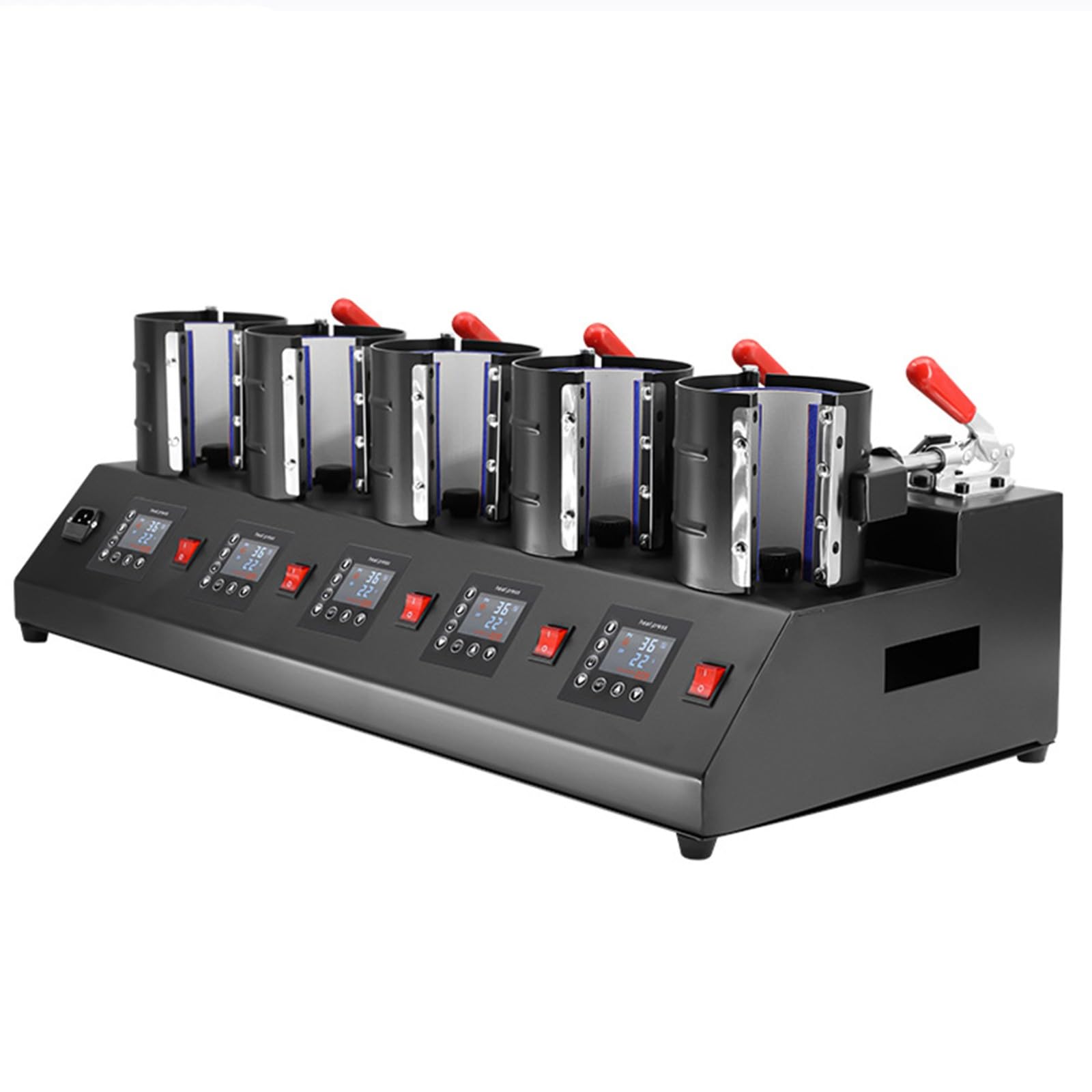 5 in 1 Pressa di Calore per Tazze 1500 W Macchina per Stampa a Trasferimento Termico per Sublimazione 5 Tavoli di Controllo Indipendenti Maniglie Riscaldamento Rapido e Uniforme 5