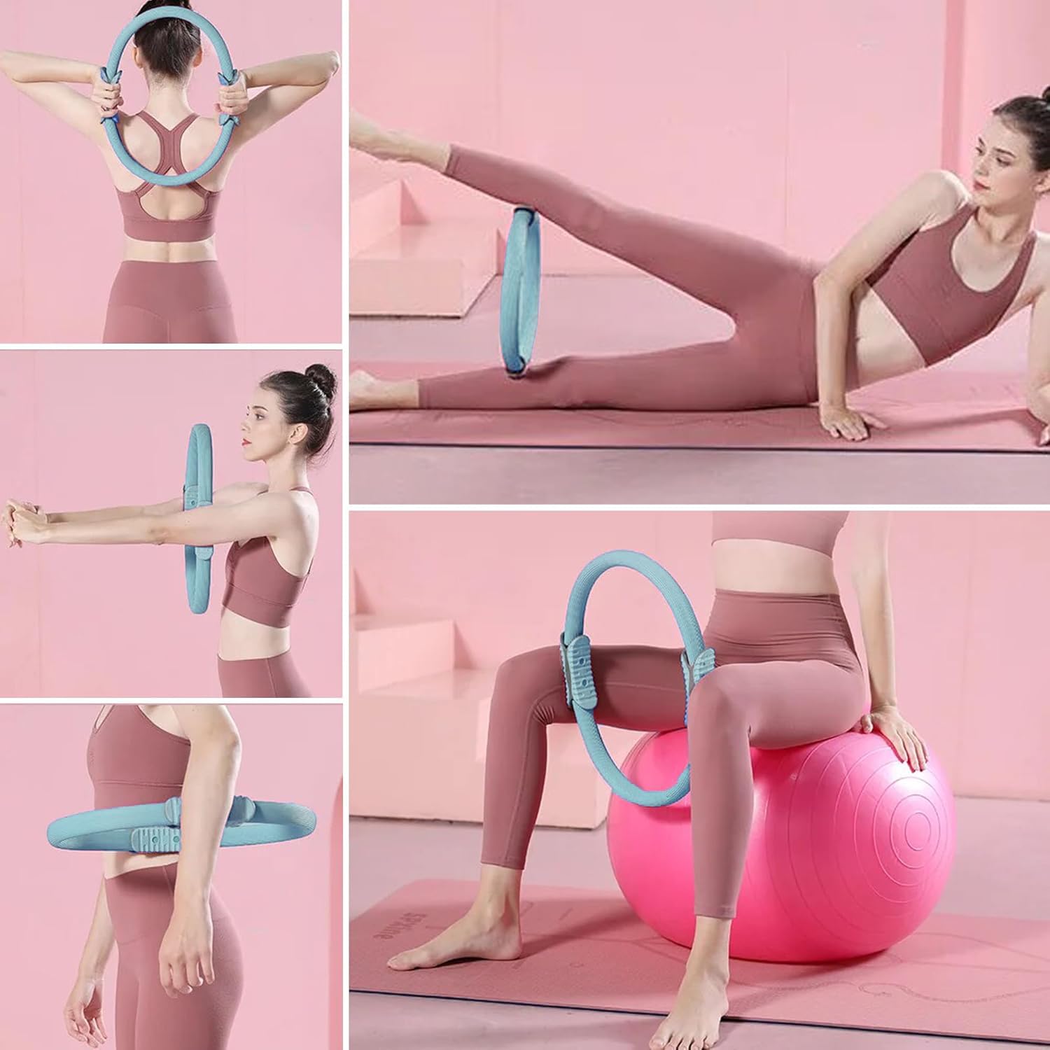 MAGIC SELECT Cerchia di Pilates - Anello per Pilates - Anello Yoga per Impugnatura Doppia per Pilates - Cerchio Fitness - per Resistenza, Palestra, rafforzamento da Donna. Diametro 37,5cm