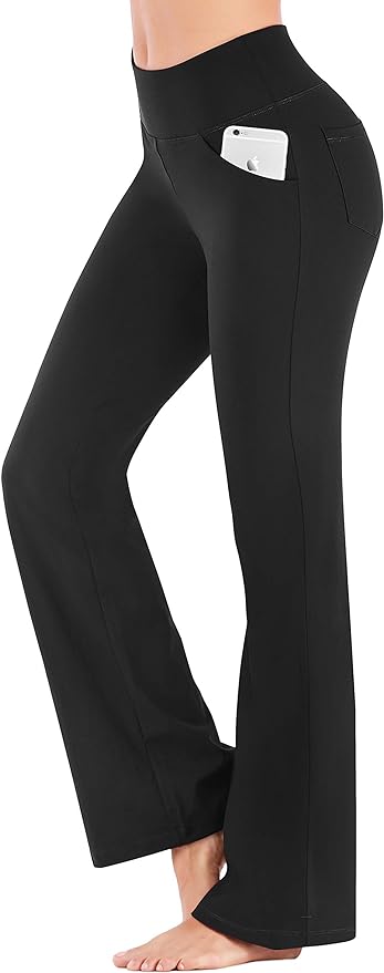 IUGA Yoga Pants Women Wide Leg High Waist Bootcut Workout Flare Leggings Tummy Control Work Dress Pants Women 4 Pockets