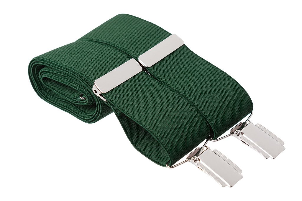 Gs Braces Men's Green 2XL Trouser Braces 35Mm Wide Elastic 4 Strong Silver Clips 52 Inch Adjustable